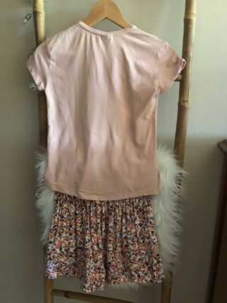 conjunto falda pantalon y camiseta niña
