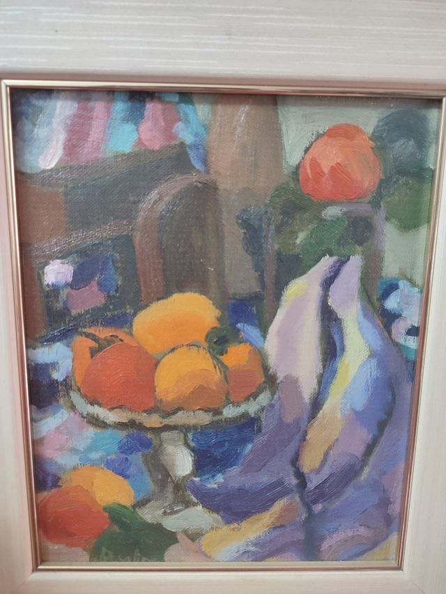 Oleo sobre tabla frutero impresionista