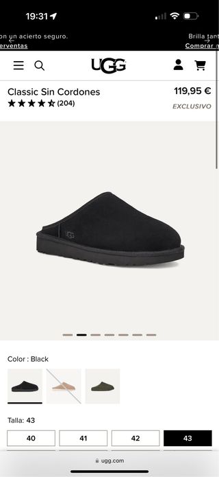 UGG Original Nuevas Zapatillas de Casa Hombre 43