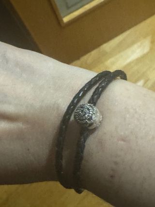 Pulsera Pandora piel doble trenzada negra 