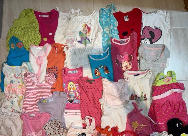 Lote de 39 camisetas de manga curta para meninas de 86 a 92 cm