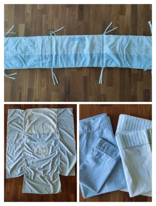 Chichonera, colcha y sábanas de cuna