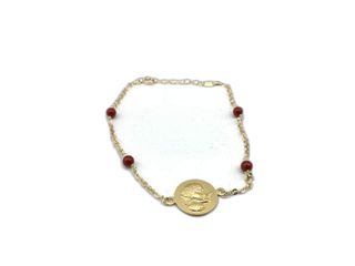 pulsera oro 18k con piedra con coral