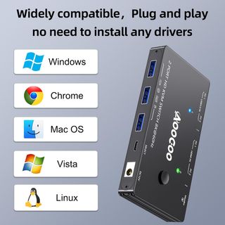 AOOCOO Conmutador KVM 2 PC 1 monitor 8K 60Hz