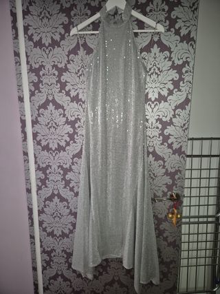 Vestido lentejuelas plateado