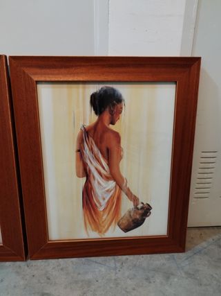 Cuadros señoras. Marcos madera fotos.