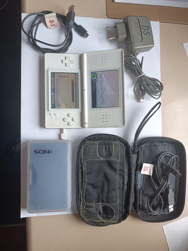 Nintendo DS Lite con puntero funda y cables varios