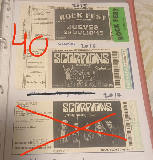 Entradas conciertos pasados