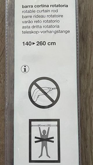 Barra de cortina de 140 cm hasta 260 cm