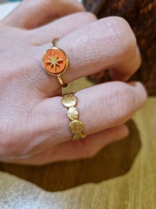 2 anillos plata chapada oro