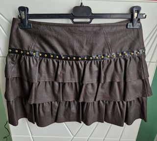 Minifalda Cuero Volantes