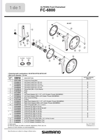 CAZOLETAS EJE PEDALIER HOLLOWTECH SHIMANO ULTEGRA