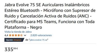 Cascos Jabra Evolve 75 SE a estrenar