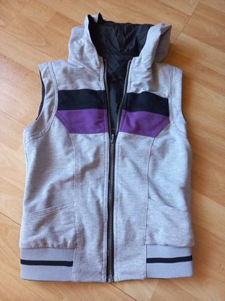 Chaleco negro reversible gris niño-niña