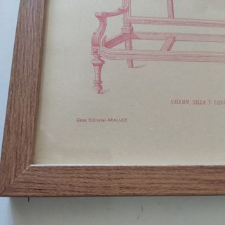 ANTIGUA LÁMINA ENMARCADA CARPINTERÍA SIGLO XIX