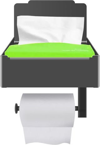 Soporte de papel higiénico negro con estante