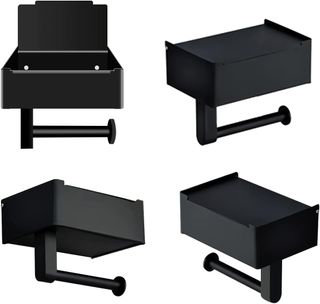 Soporte de papel higiénico negro con estante