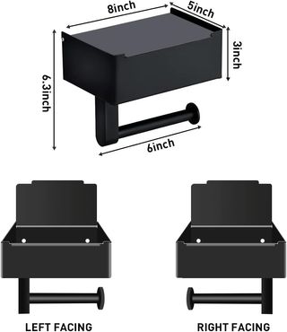 Soporte de papel higiénico negro con estante