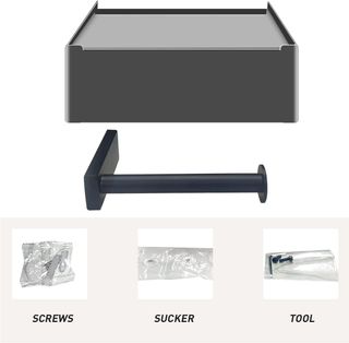 Soporte de papel higiénico negro con estante