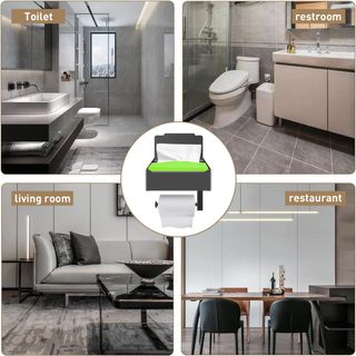 Soporte de papel higiénico negro con estante