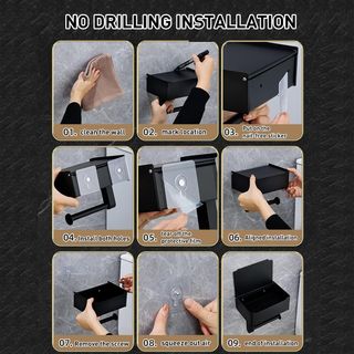 Soporte de papel higiénico negro con estante