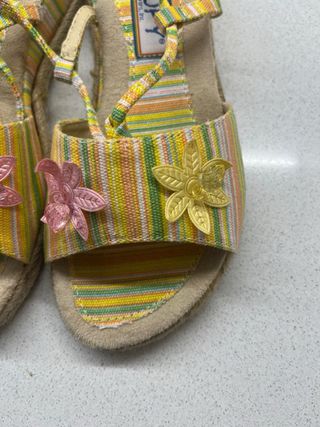 Sandali bambina rosa gialli colorati a righe con fiori Snoopy