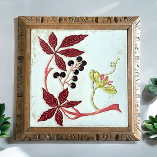 Antica ceramica smaltata liberty 1900 in cornice