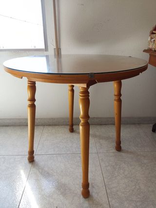 Mesa camilla redonda con cristal protect