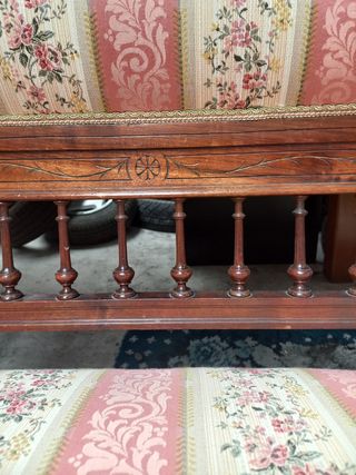 Sofás siglo xx antiguos con 2 butacas