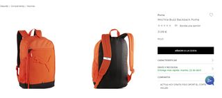 Mochila Puma buzz backpack roja.