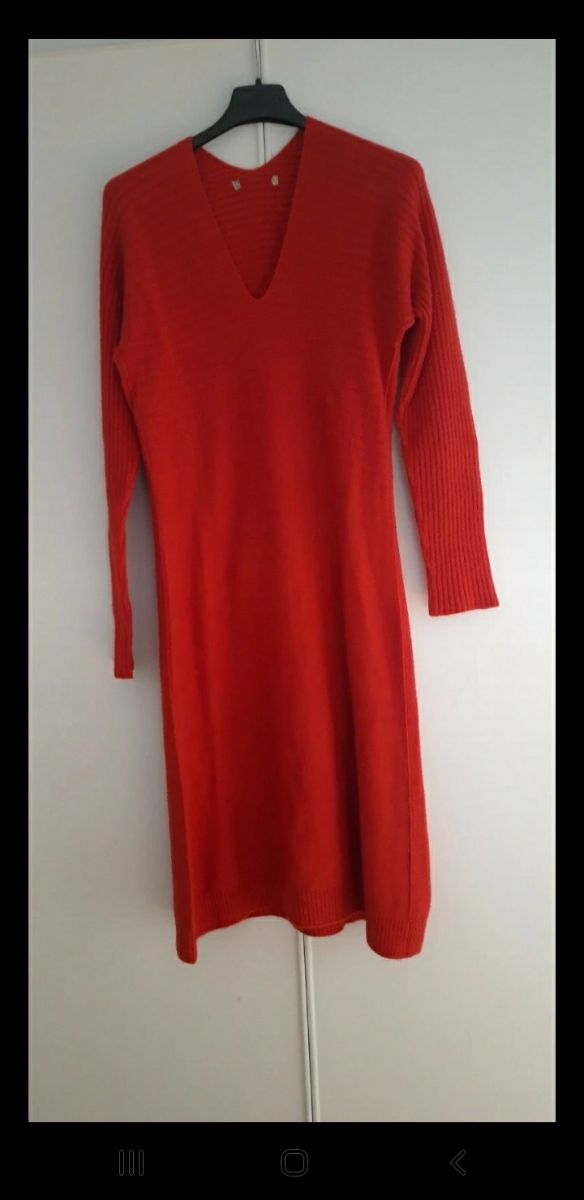 Vestito midi longuette lana rossa