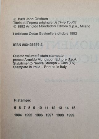 Libro "Il momento di uccidere" di John Grisham