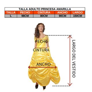 Disfraz Bella Princesa Amarilla Adulto S/ M /L
