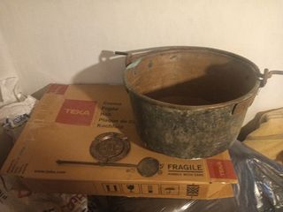 Caldero de cobre cenicero espumadera ant