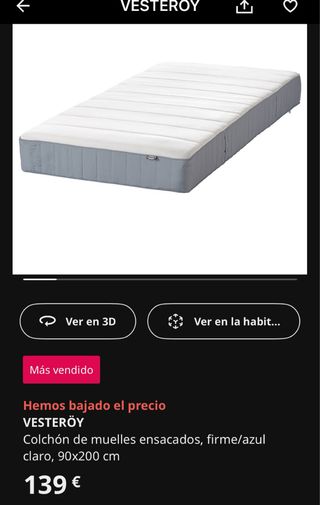 Colchon ikea 90x200. 