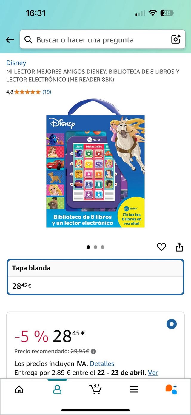 Disney Biblioteca 8 libros y un lector electrónico