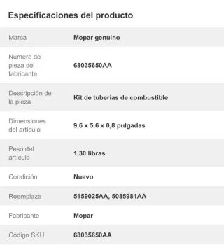 Kit tuberías inyección Jeep Liberty KJ