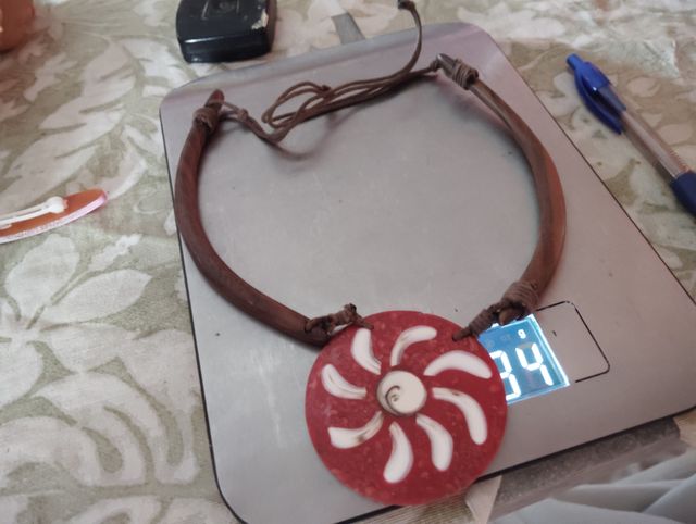 Collar artesanal madera y nácar, vintage