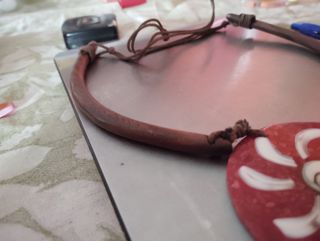 Collar artesanal madera y nácar, vintage
