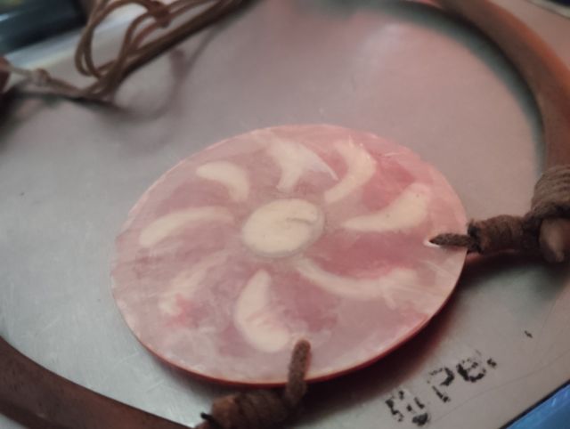 Collar artesanal madera y nácar, vintage