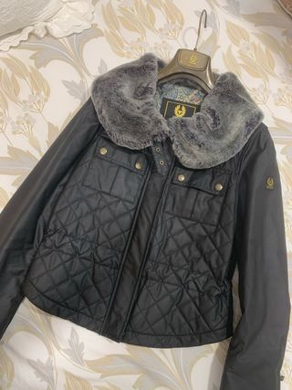 Cazadora Belstaff Negro Cuello Pelo