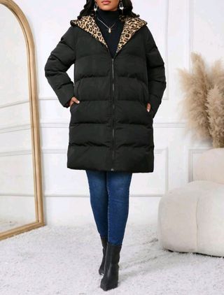 Abrigo leopardo y negro reversible