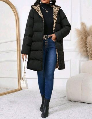 Abrigo leopardo y negro reversible