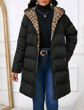 Abrigo leopardo y negro reversible