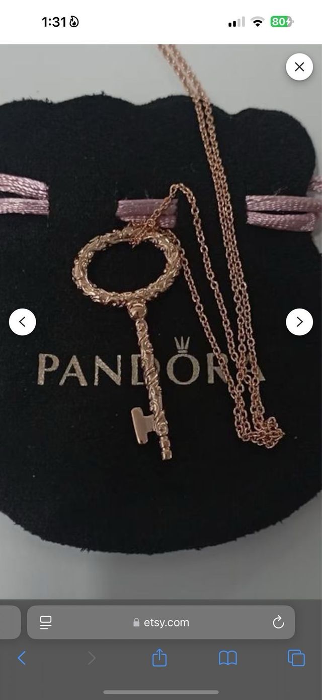 Collana Pandora con ciondolo in oro rosa con chiave