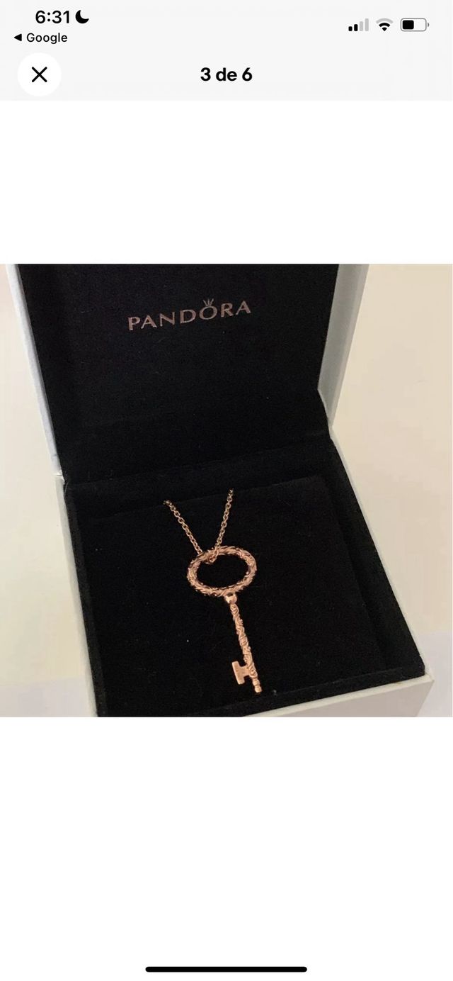 Collana Pandora con ciondolo in oro rosa con chiave