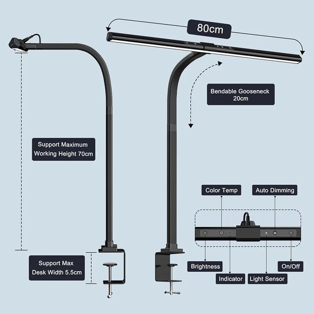 Lámpara de escrito LED con abrazadera