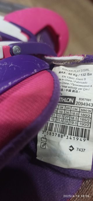 Patines niña. Número 28 a 30