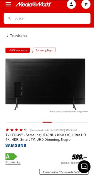 TV LED SAMSUNG 50" Serie 7 4k,UHD,Wifi,Smart tv,..