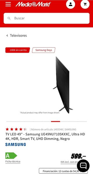 TV LED SAMSUNG 50" Serie 7 4k,UHD,Wifi,Smart tv,..